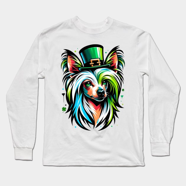 Chinese Crested Celebrates Saint Patrick's Day Long Sleeve T-Shirt by ArtRUs